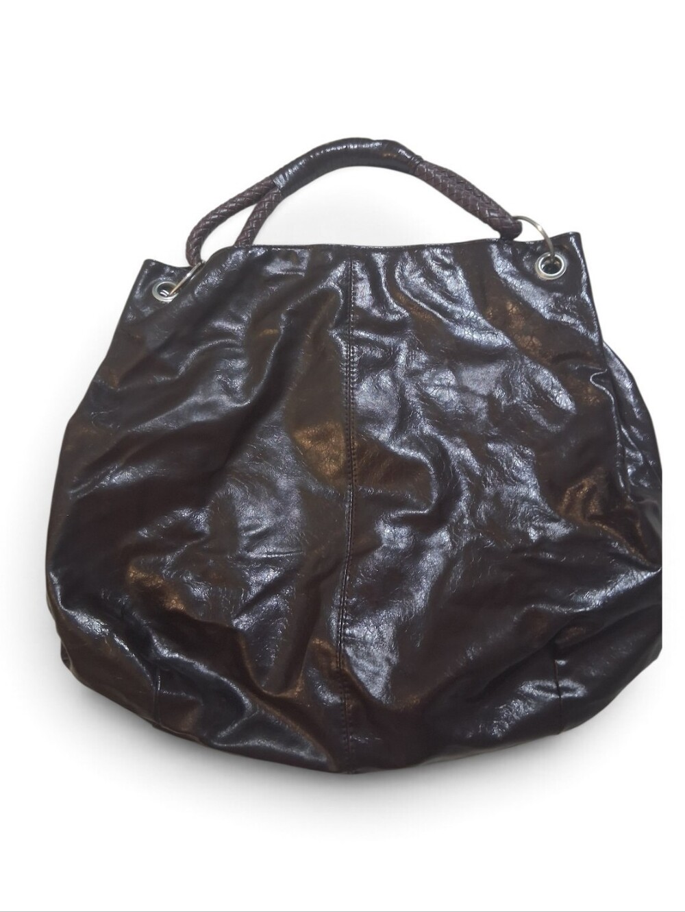 Vintage Y2K Crinkled Patent Leather Slouchy Hobo Bag